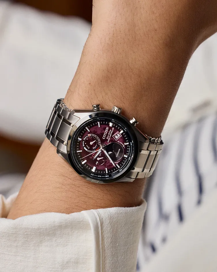 Tsuki-yomi A-T Red Dial Super Titanium Bracelet BY1018-55X | CITIZEN Tsuki-yomi A-T Red Dial Super Titanium Bracelet BY1018-55X | CITIZEN